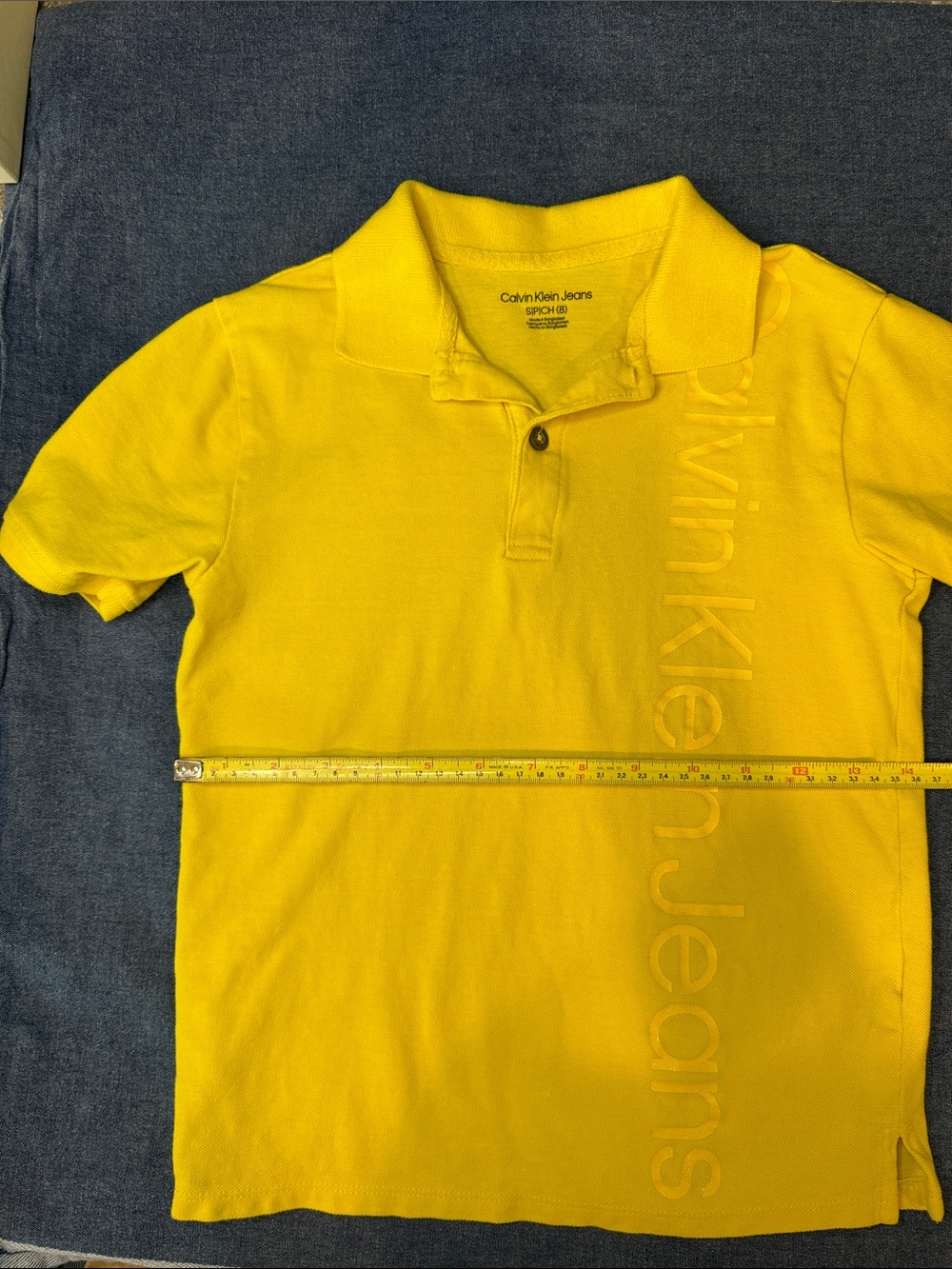 Calvin Klein Jeans Boys' Bright Yellow Polo with Vertical Logo